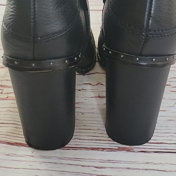 SPLENDID Black Leather Heeled Ankle Boots with Silver Studs Size 7 - Picture 7 of 10